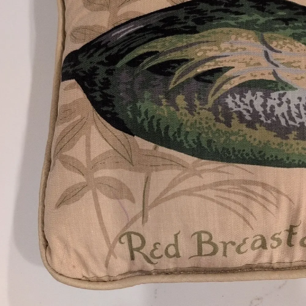 Red Breasted Merganser Decorative Pillow Rustic Cottage Lake Cabin